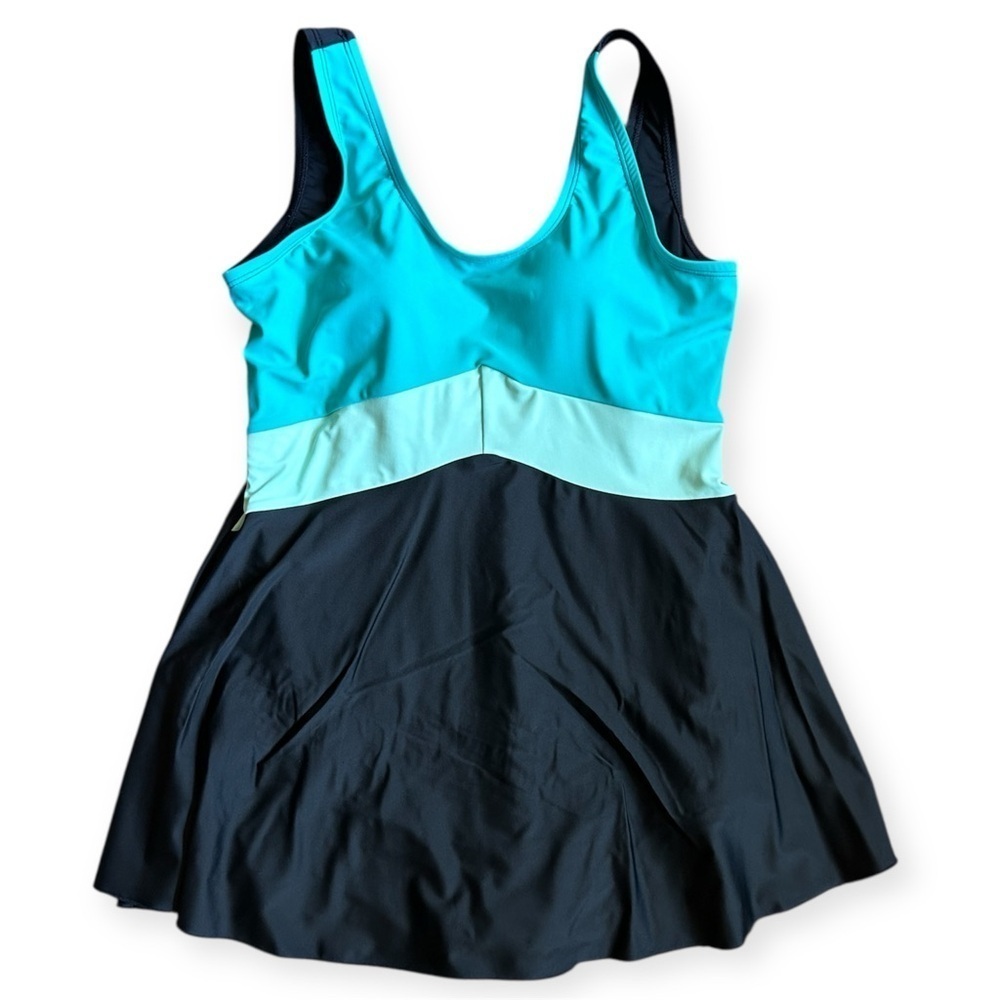 Blair One Piece Swimsuit Dress Aqua and Black Womens Size 10